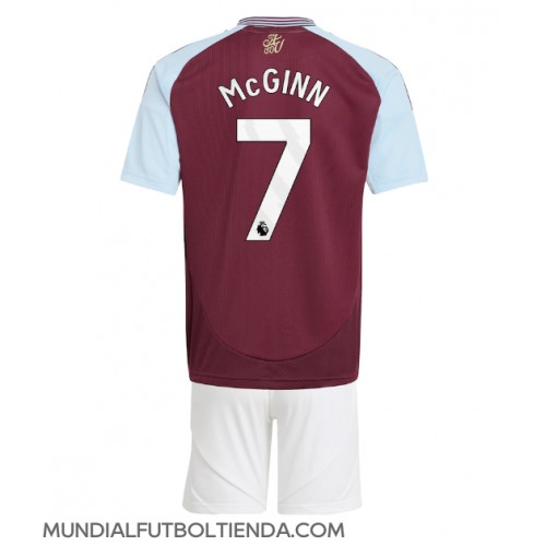 Camiseta Aston Villa John McGinn #7 Primera Equipación Replica 2024-25 para niños mangas cortas (+ Pantalones cortos)